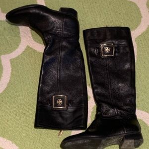 Tory Burch Black Leather Riding Boots